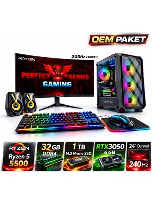 Velora Vlr Pyton S1 Ryzen 5 5500 32GB Ddr4 1tb Nvme Rtx 3050 6gb 24" 240Hz Curved Oem Paket