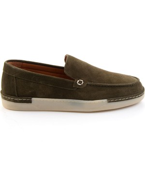 Bambi Haki Hakiki Deri Erkek Loafer Ayakkabı E01396022402