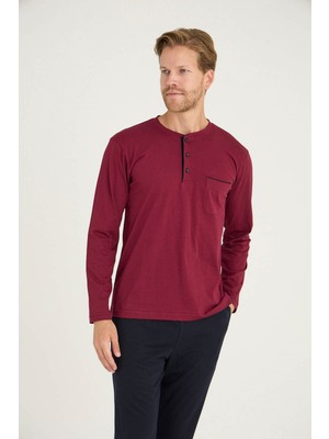 Kly 9250 Midi Yaka Pijama Takım Bordo