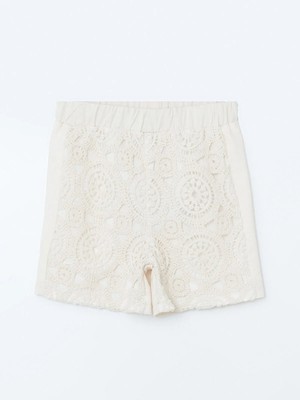 Lc Waikiki Yeni Sezon Beli Lastikli Dantel Detaylı Kız Çocuk Şort