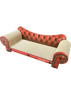 Rotipet Shebo Divan Karton Kedi Tırmalama Koltuğu 79X25X25 cm Kırmızı Renkli Dayanıklı Materyal