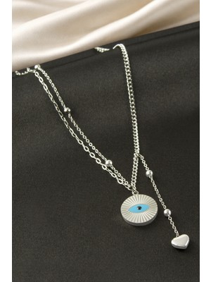 Nuveden Ieg™ Göz Kalp Çelik Ikili Kolye