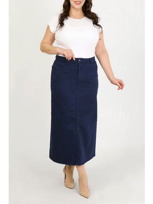 Vellichor Büyük Beden Tesettür Etek- Lacivert