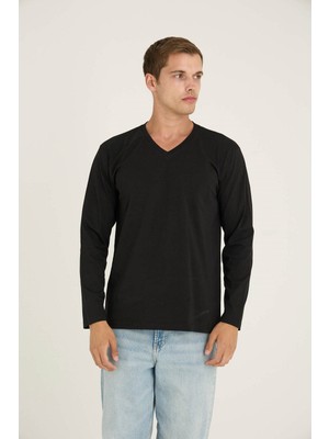 Kly Erkek V. Yaka Uzun Kollu T-Shirt Şık Tasarım
