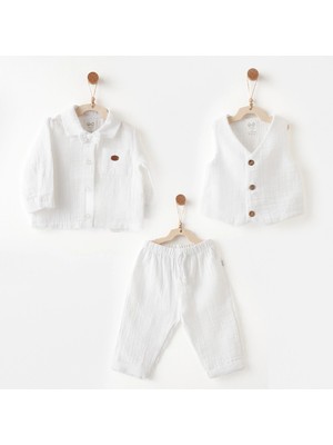 Andywawa Erkek Bebek Takım 3 Parça Set Muslin ANW-AC26553