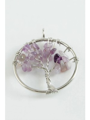 Starseven Ametist Kalp Doğaltaş Kolye Ucu