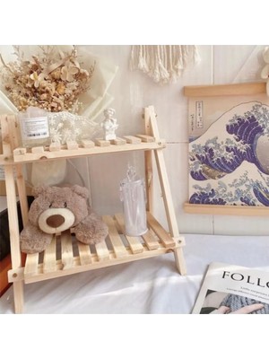 CopperWood Ahşap Masa Rafı  Ahşap Kitaplık  Masa Dekoru