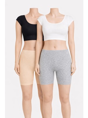 Belpa Likralı Penye Tayt, Pamuklu, Büyük Beden Içlik Tayt %95 Pamuklu %5 Likra 2'li Paket