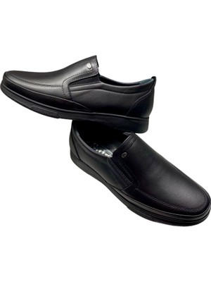 Sula Erkek Bağcıksız Yazlık Ayakkabı,iç ve Dış Yüzey Deri Poli TABAN-339-SİYAH