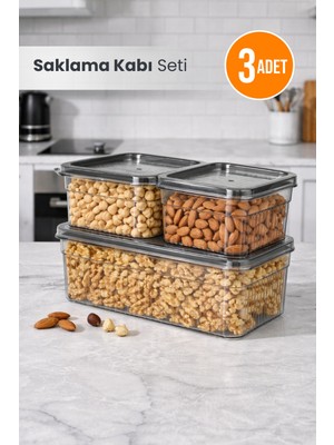 Orvila 3'lü Saklama Kabı Seti - Buzdolabı Düzenleyici& Piknik Taşıma Kabı Seti (1,80LT X1 - 0,85LT X2)