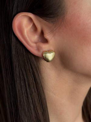 Luseda VIP Çift Taraflı Dokulu Kalp Küpe