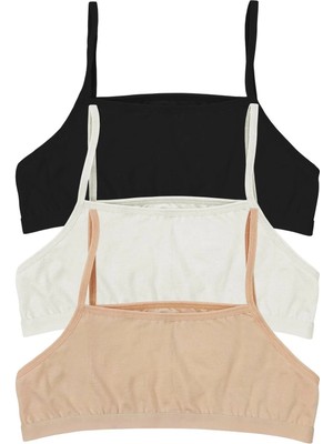 Sensu Kız Çocuk Pedsiz Organik Pamuklu Yarım Atlet 3'lü Alıştırma Sütyeni