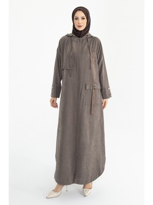 Kadeem Giyim Sahra Cupra Kemer Detaylı Ferace Vizon - 422637