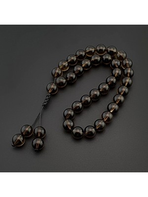 Seven Art Jewelry Orijinal Doğal Taş Tesbih, 8mm Dumanlı Kuvars Taşı 33'lü Tesbih, Erkek Hediye, El Yapımı Tesbih