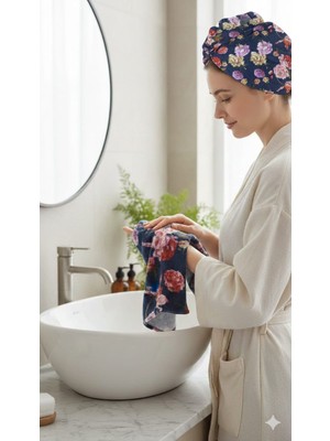 Tekstil Stokları 2 Adet 50X90CM Doğal Pamuktan Üretilme Baskılı Kadife El ve Baş Havlusu