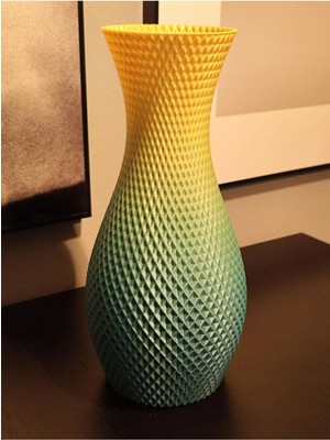 3D Baskı Modern Dokulu Dekoratif Vazo – Şık Salon Masaüstü Biblo Vazo (119X119X245 Mm)