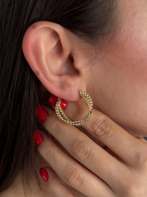 Luseda VIP Gold Ezme Halka Küpe