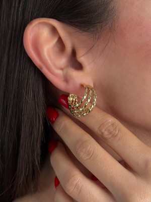 Luseda VIP Gold Çoklu Katman Halka Küpe