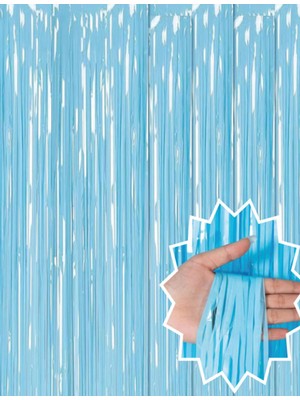 Go İthalat Soft Mavi Püsküllü Kapı Perdesi - Parti, Baby Shower, Sünnet Süsü, Cinsiyet Partisi 1x2 M (3791)