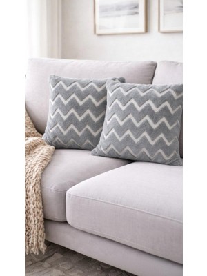 Altınpamuk Linen Bohem Soft Punch Gri Kırlent Kılıfı 2 Adet 43X43