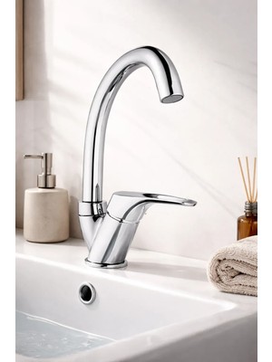 Lavabo Bataryası Sıcak Soğuk Çift Girişli Klasik Borulu Banyo Musluğu