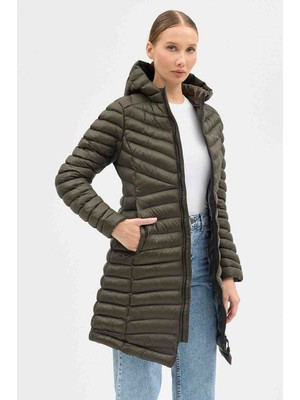 Columbia Omnı Heat Strech Drift Peak Kadın Haki Dar Kesim Termal Mont