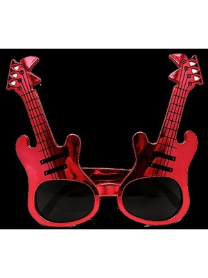 Ett Kırmızı Renk Rockn Roll Gitar Şekilli Parti Gözlüğü 15X15 cm Dinç Store - 004982
