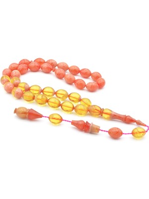 Murty99 Hakan Turan Yapımı Beyzi Kesim Pembe Renk Süzmesi Sıkma Kehribar Tesbih