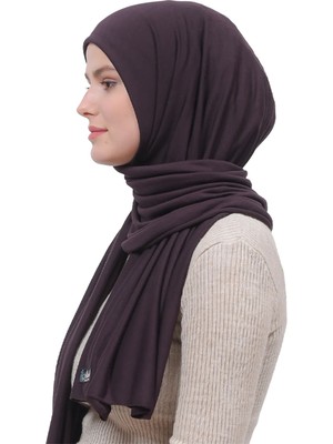 Altobeh Tesettür Penye Şal Düz-Kahverengi