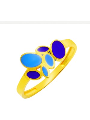 Rüya Kuyumculuk 14 Ayar Mavi Başak Mineli Altın Yüzük
