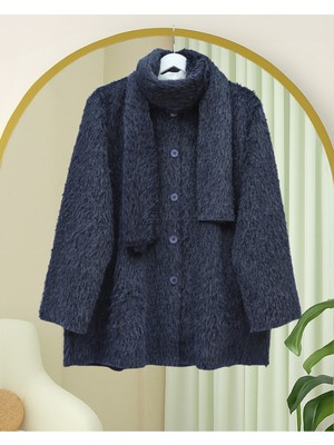 Modamorfo Atkı Detaylı Önü Düğmeli Sakallı Ceket -Laci