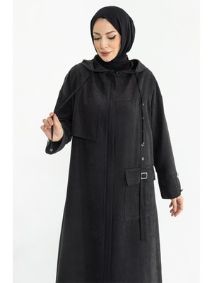 Kadeem Giyim Sahra Cupra Kemer Detaylı Ferace Siyah - 422637