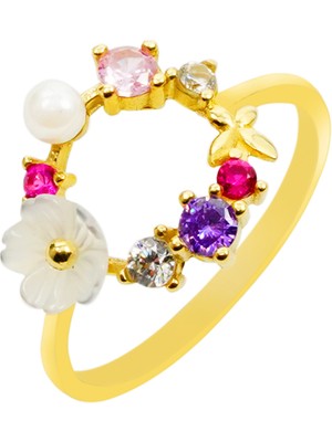 Rüya Kuyumculuk 14 Ayar Çiçekli Fantezi Altın Yüzük