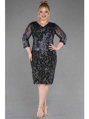 Kapri Kol Pullu Kısa Büyük Beden Abiye ABK1284