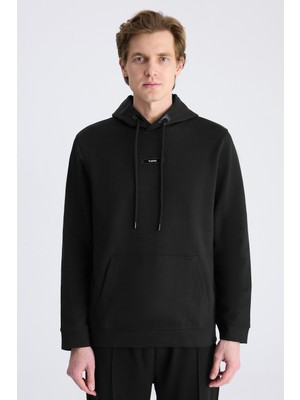 Twn Slim Fit Siyah Düz Örgü Pamuklu Sweatshirt 5ECE247020042