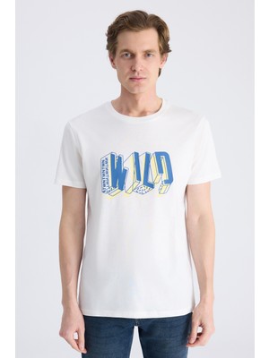 Twn Slim Fit Ekru Düz %100 Pamuklu T-Shirt 2EC143831108M