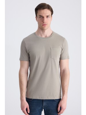 Twn Slim Fit Vizon Düz %100 Pamuklu T-Shirt 4EC1400111252