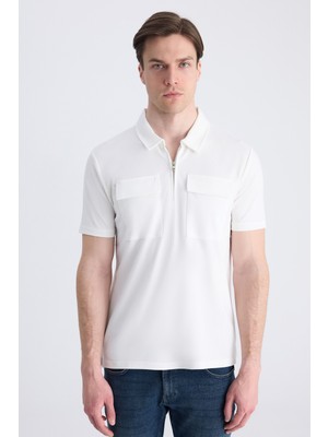 Twn Slim Fit Ekru Düz Modal T-Shirt