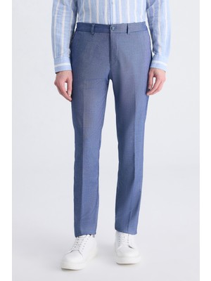 D'S Damat Ds Damat Slim Fit Lacivert Armürlü Rayon Jogger Pantolon