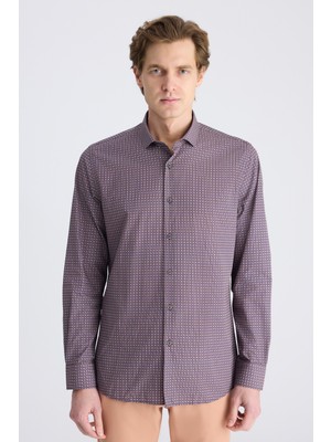 Twn Slim Fit Karma Renk Baskılı %100 Pamuklu Gömlek 1EC02AD01288M