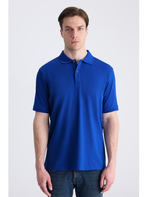 D'S Damat Ds Damat Regular Fit Saks Mavi Pike Dokulu %100 Pamuklu T-Shirt 4HC140211213M