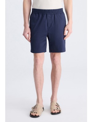 D'S Damat Ds Damat Regular Fit Lacivert Armürlü Pamuklu Şort 4HC13S2137502