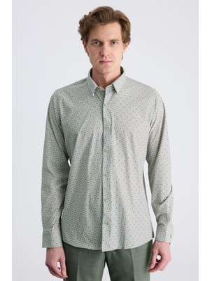 Twn Slim Fit Bej Baskılı Gömlek 4EC02AD072802