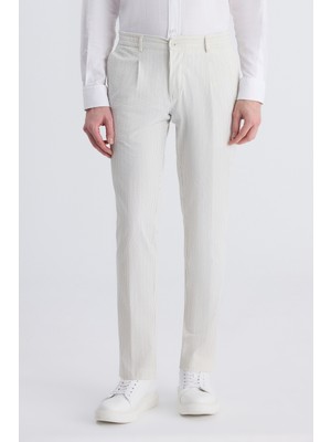 Twn Slim Fit Ekru Çizgili Pamuklu Jogger Pantolon 4EC0305013442
