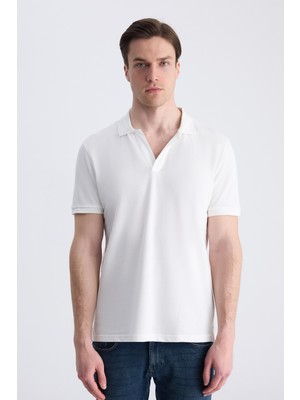 Twn Slim Fit Ekru Düz %100 Pamuklu T-Shirt 4EC1438311322