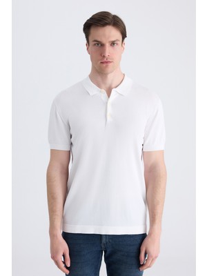 D'S Damat Ds Damat Slim Fit Beyaz Düz Örgü Yazlık Rayon Triko T-Shirt 4HF069421001M