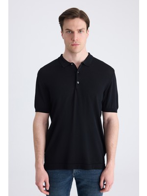 D'S Damat Ds Damat Slim Fit Siyah Düz Örgü Yazlık Rayon Triko T-Shirt 4HF069421001M
