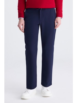 D'S Damat Ds Damat Relaxed Fit Lacivert Armürlü Kumaş Pantolon