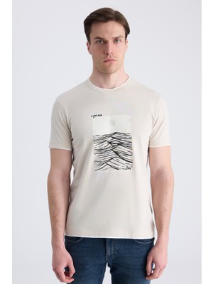 Twn Slim Fit Taş Düz %100 Pamuklu T-Shirt 2EC143831113M