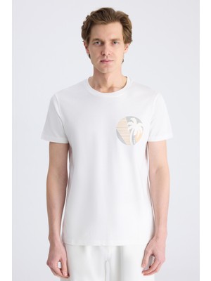 Twn Slim Fit Ekru Petek Örgü %100 Pamuklu T-Shirt 4EC1438311202